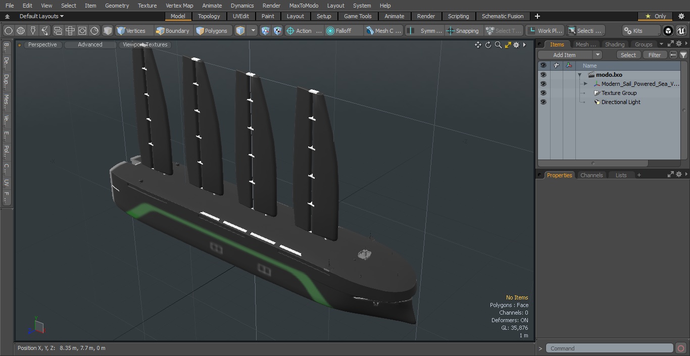 3D model Modern Sail Powered Sea Vessel