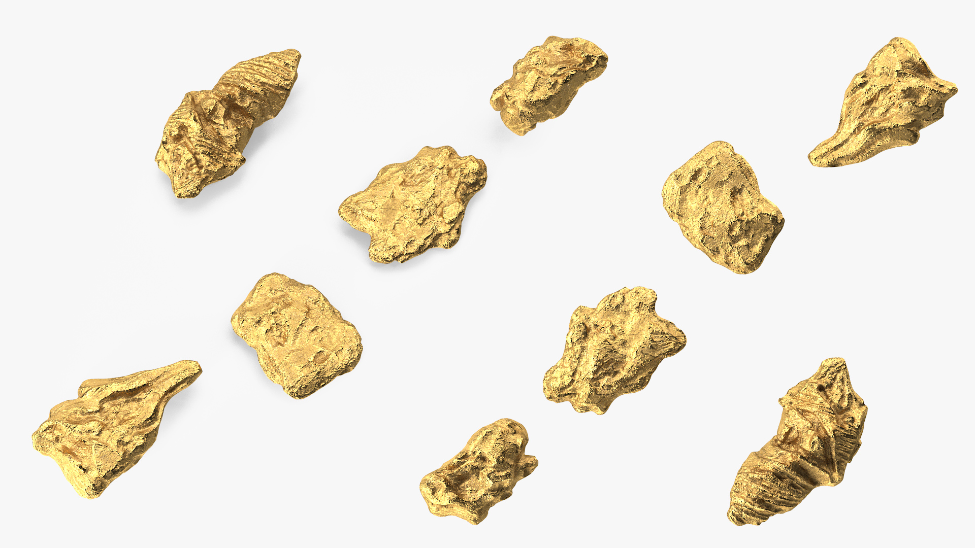 Gold Natural Minerals Small Stones 3D model