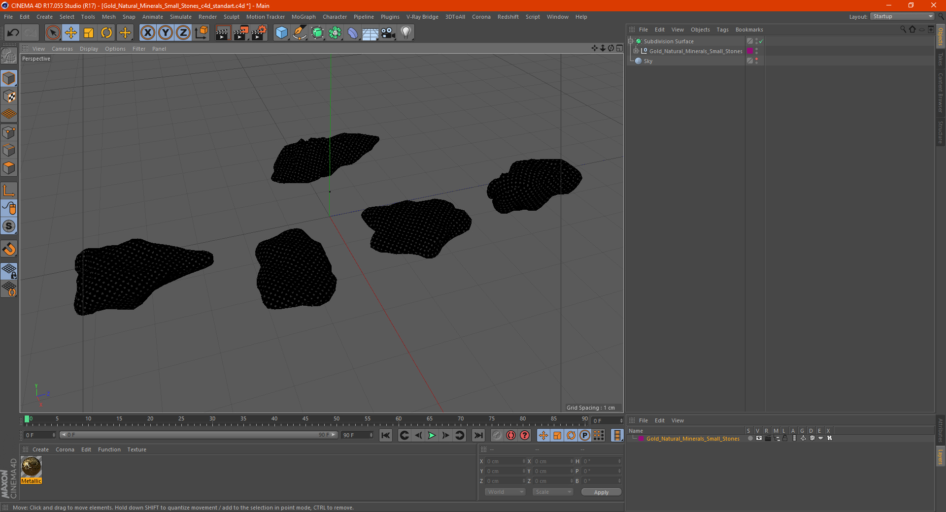 Gold Natural Minerals Small Stones 3D model
