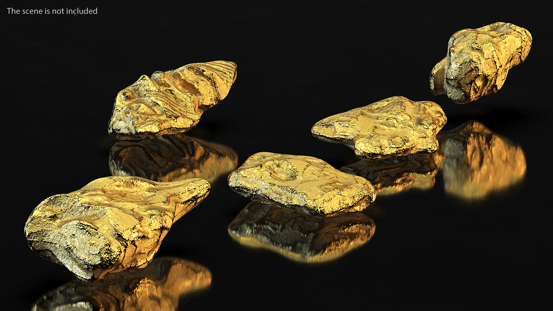 Gold Natural Minerals Small Stones 3D model