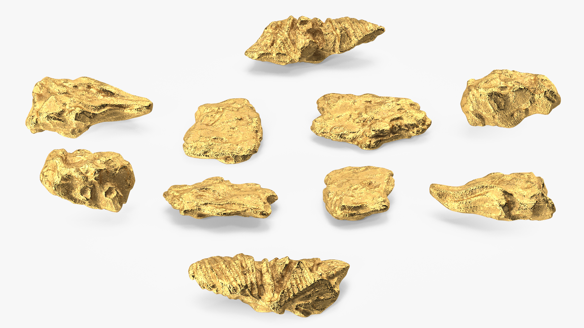 Gold Natural Minerals Small Stones 3D model