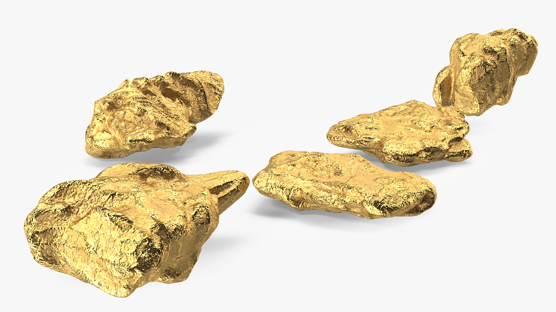 Gold Natural Minerals Small Stones 3D model