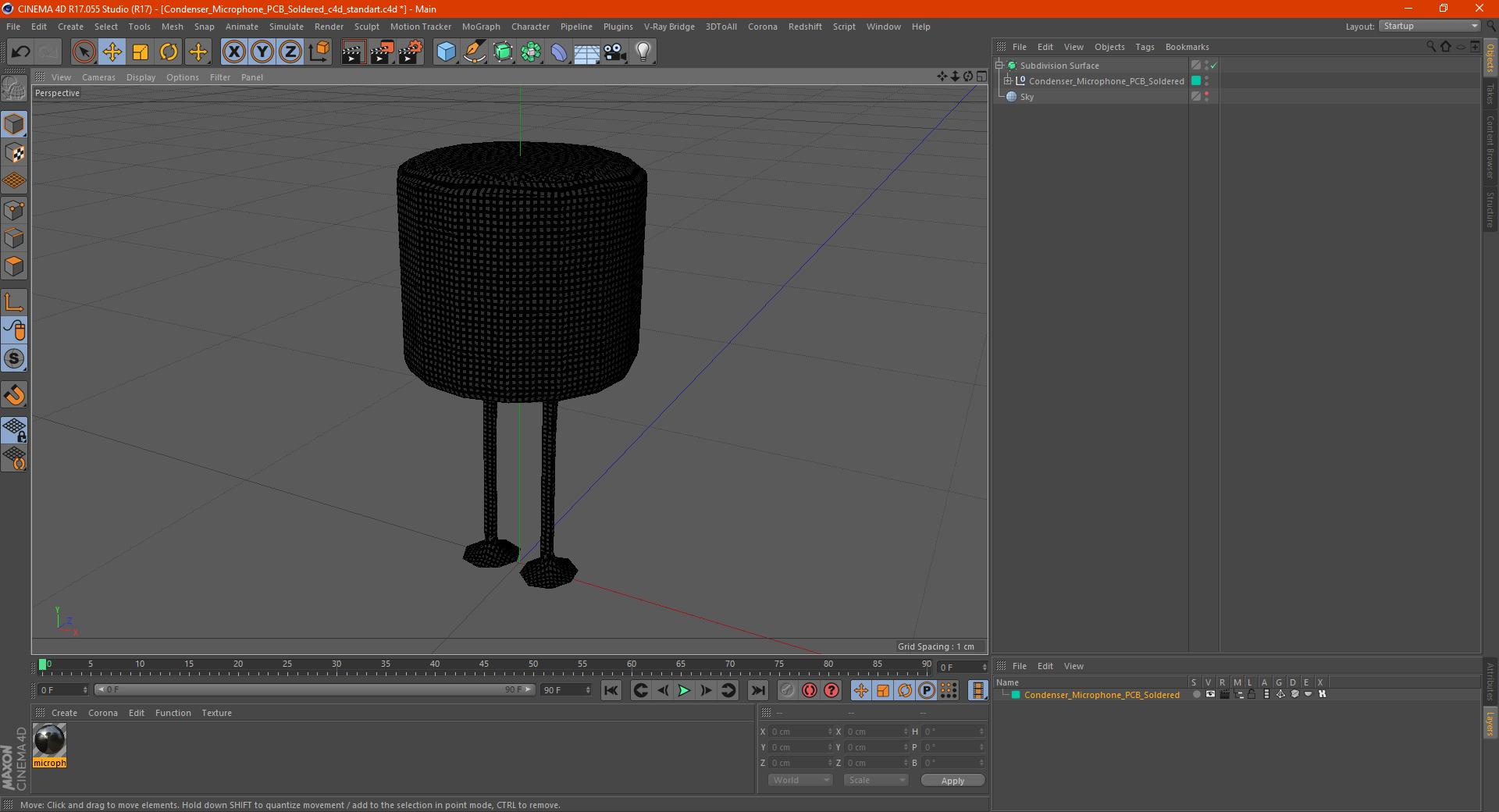 3D Condenser Microphone PCB Soldered model