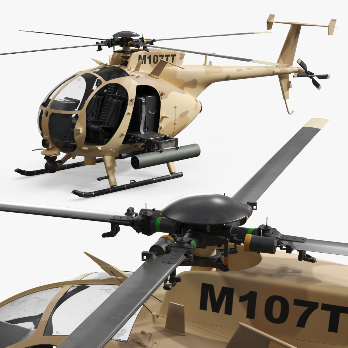 Military Troop Transport Helicopter with Weapon 3D model preview