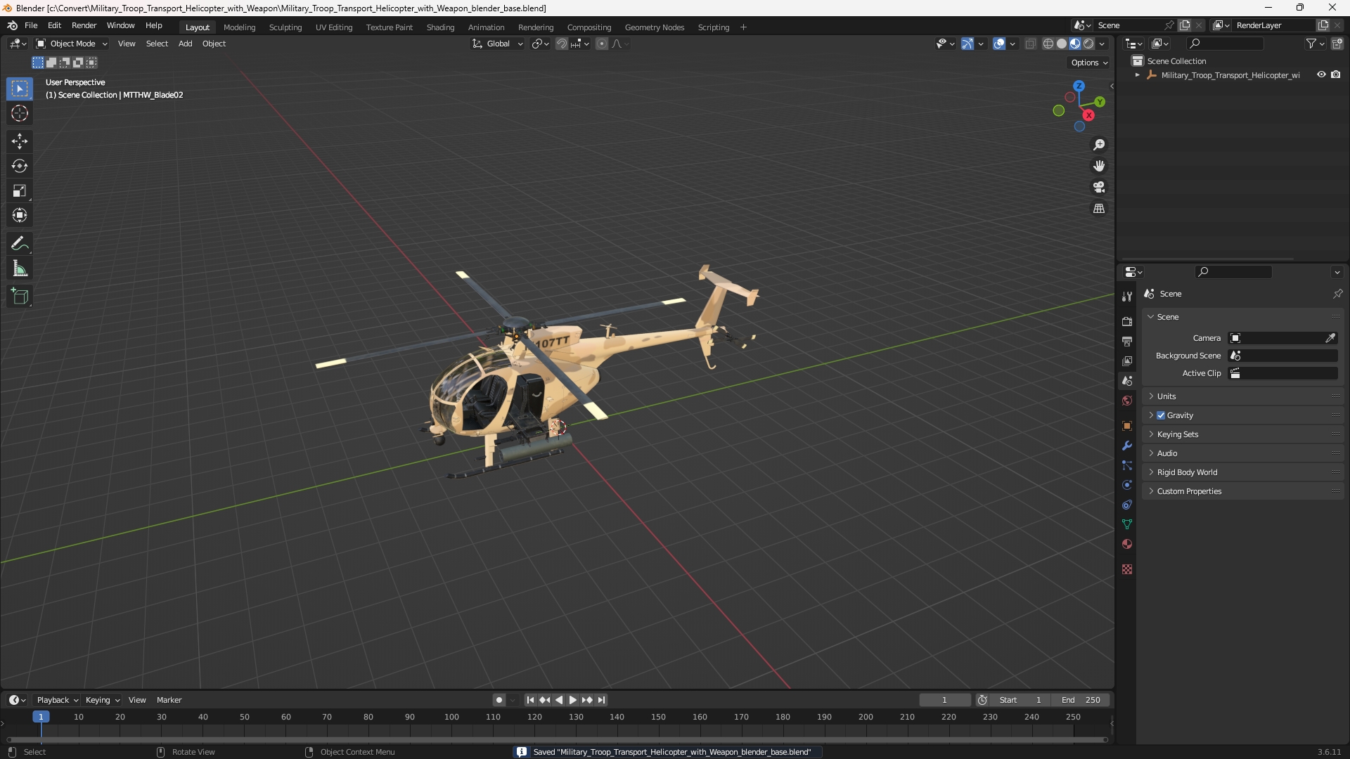 Military Troop Transport Helicopter with Weapon - view 10