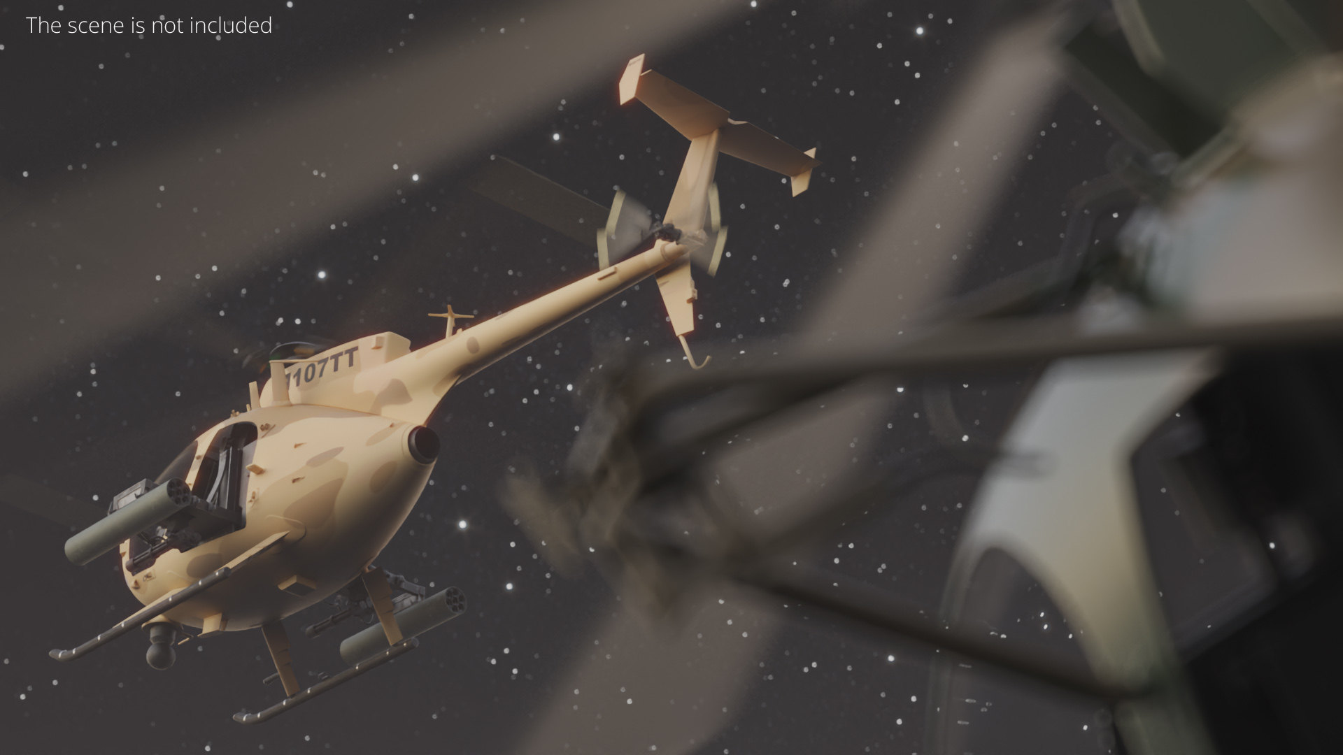 Military Troop Transport Helicopter with Weapon - view 3