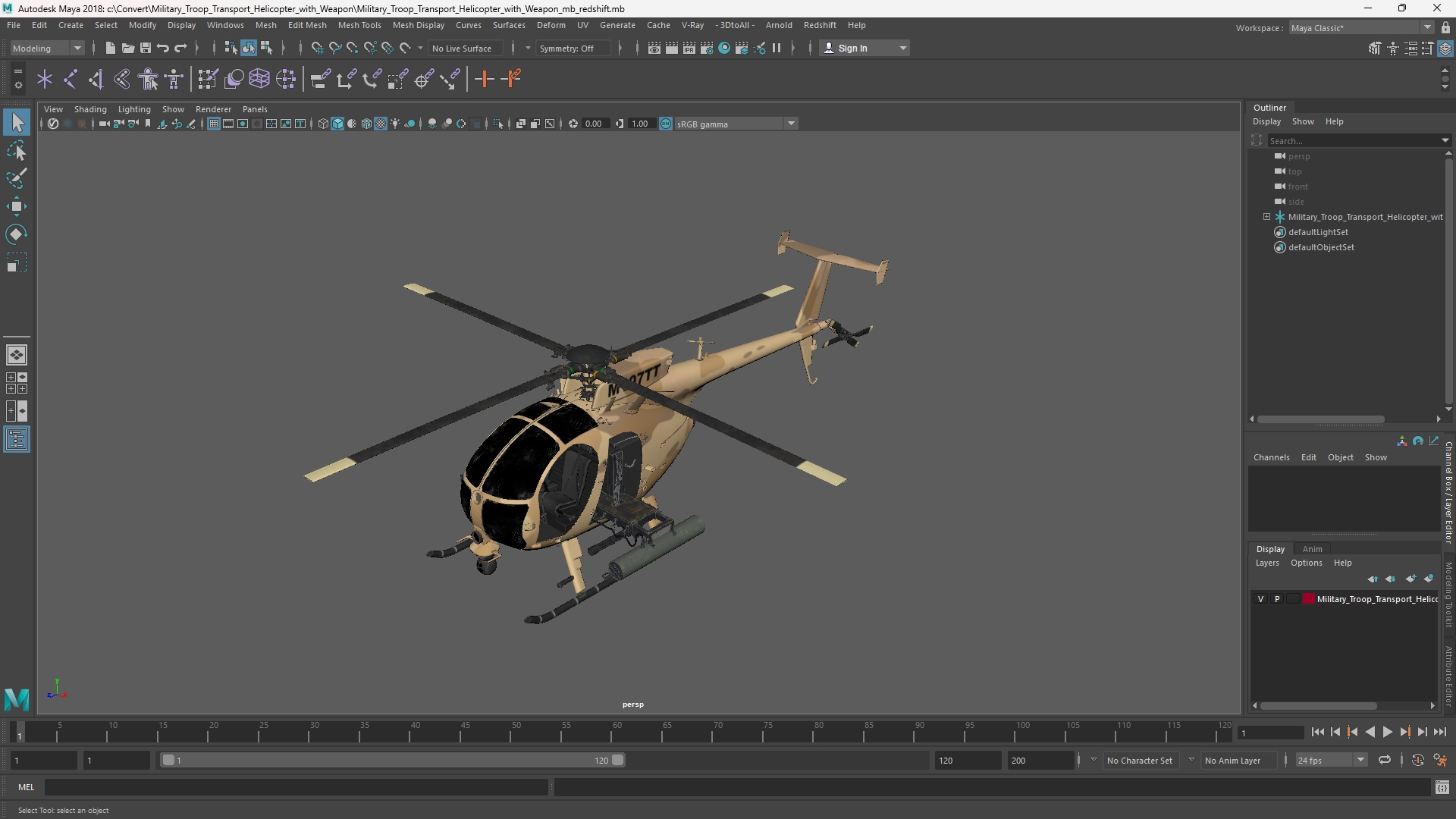 Military Troop Transport Helicopter with Weapon - view 11