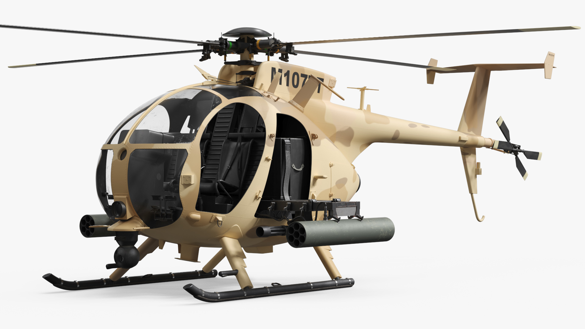 Military Troop Transport Helicopter with Weapon - view 2