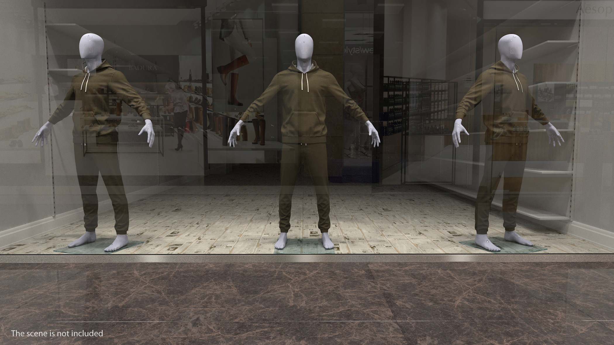 3D Sportswear Suit Lowered Hood on Mannequin