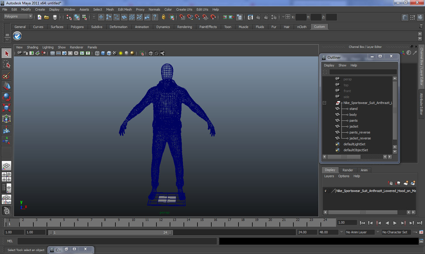 3D Sportswear Suit Lowered Hood on Mannequin