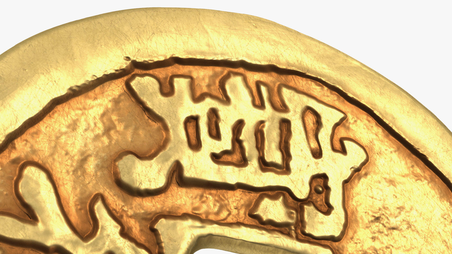 3D Ming Dynasty Xuan De Tong Bao 1 Cash Gold