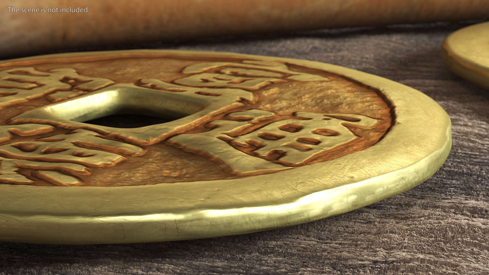 3D Ming Dynasty Xuan De Tong Bao 1 Cash Gold