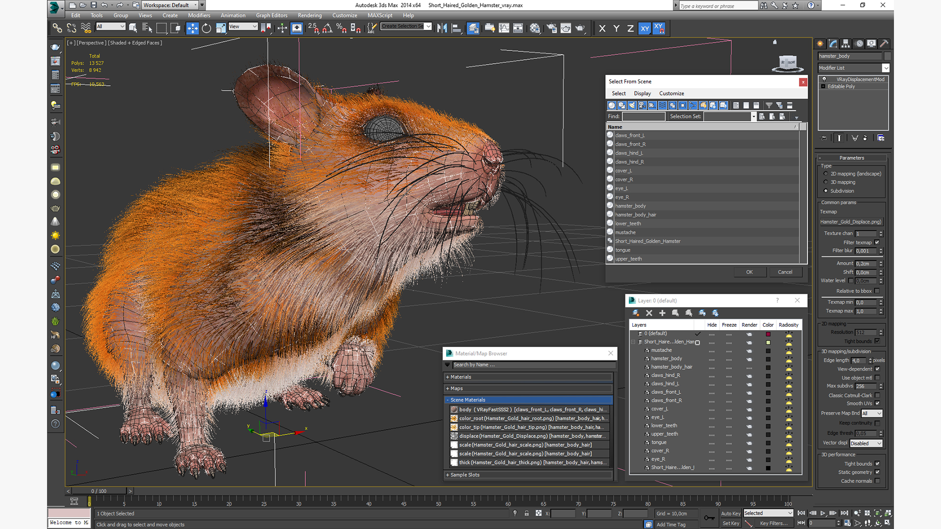 Short Haired Golden Hamster 3D