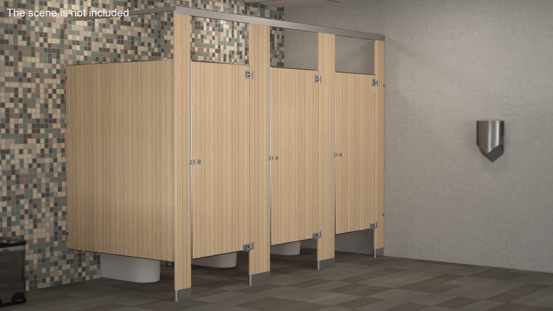 3D Toilet Partitions Wood Veneer Laminate model