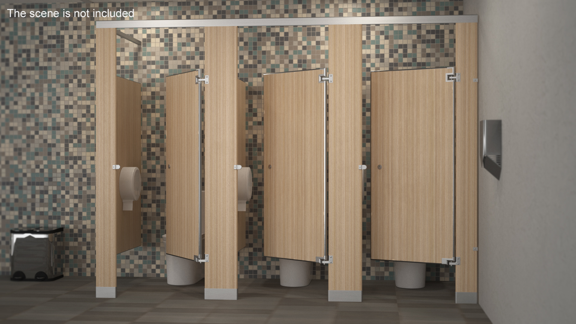 3D Toilet Partitions Wood Veneer Laminate model