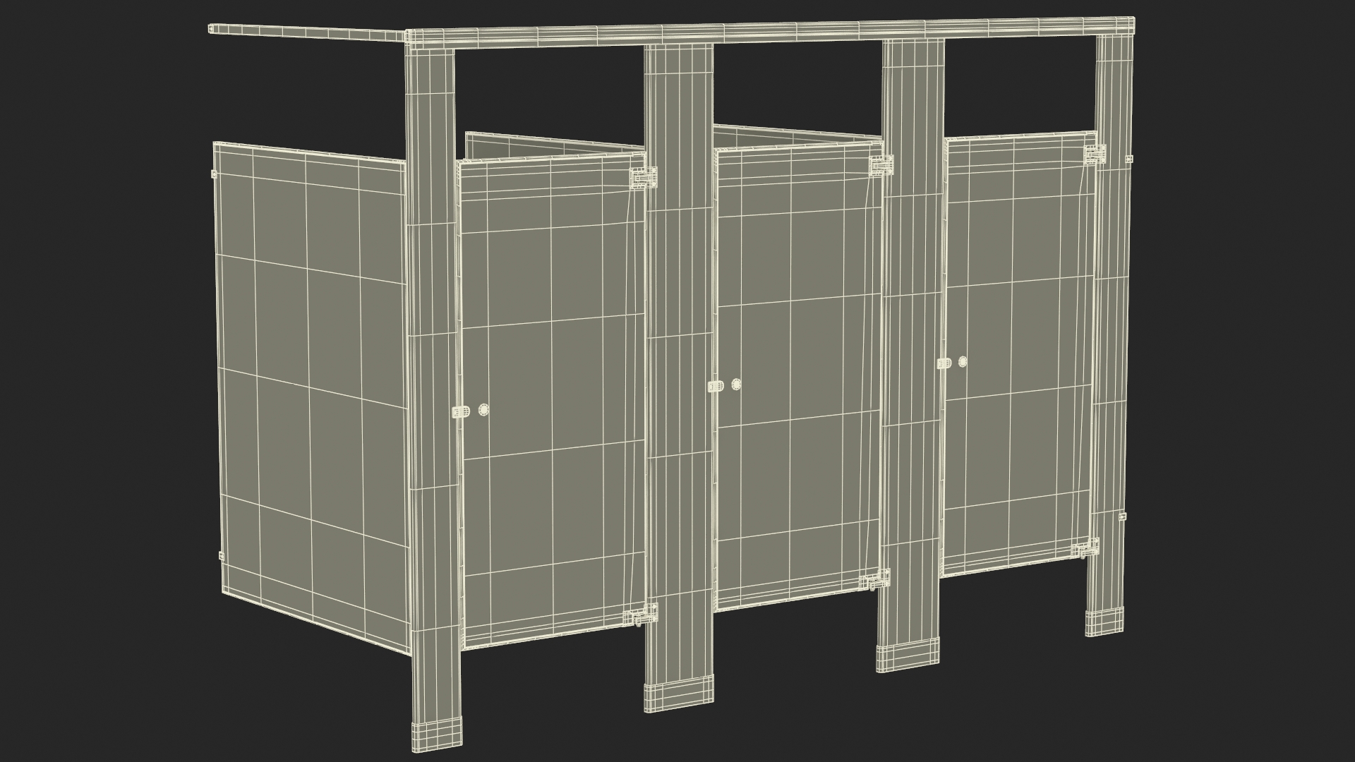 3D Toilet Partitions Wood Veneer Laminate model