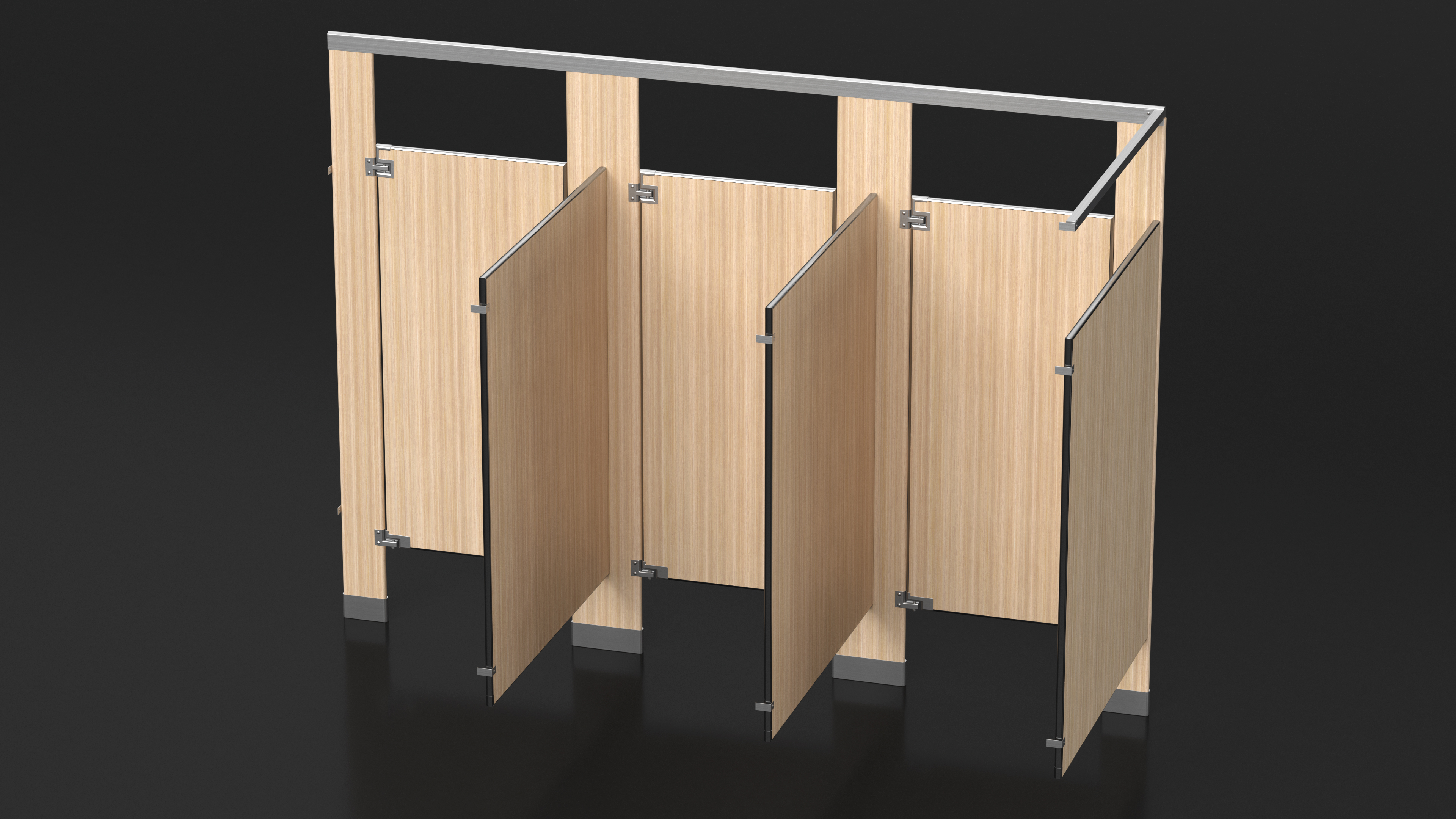 3D Toilet Partitions Wood Veneer Laminate model