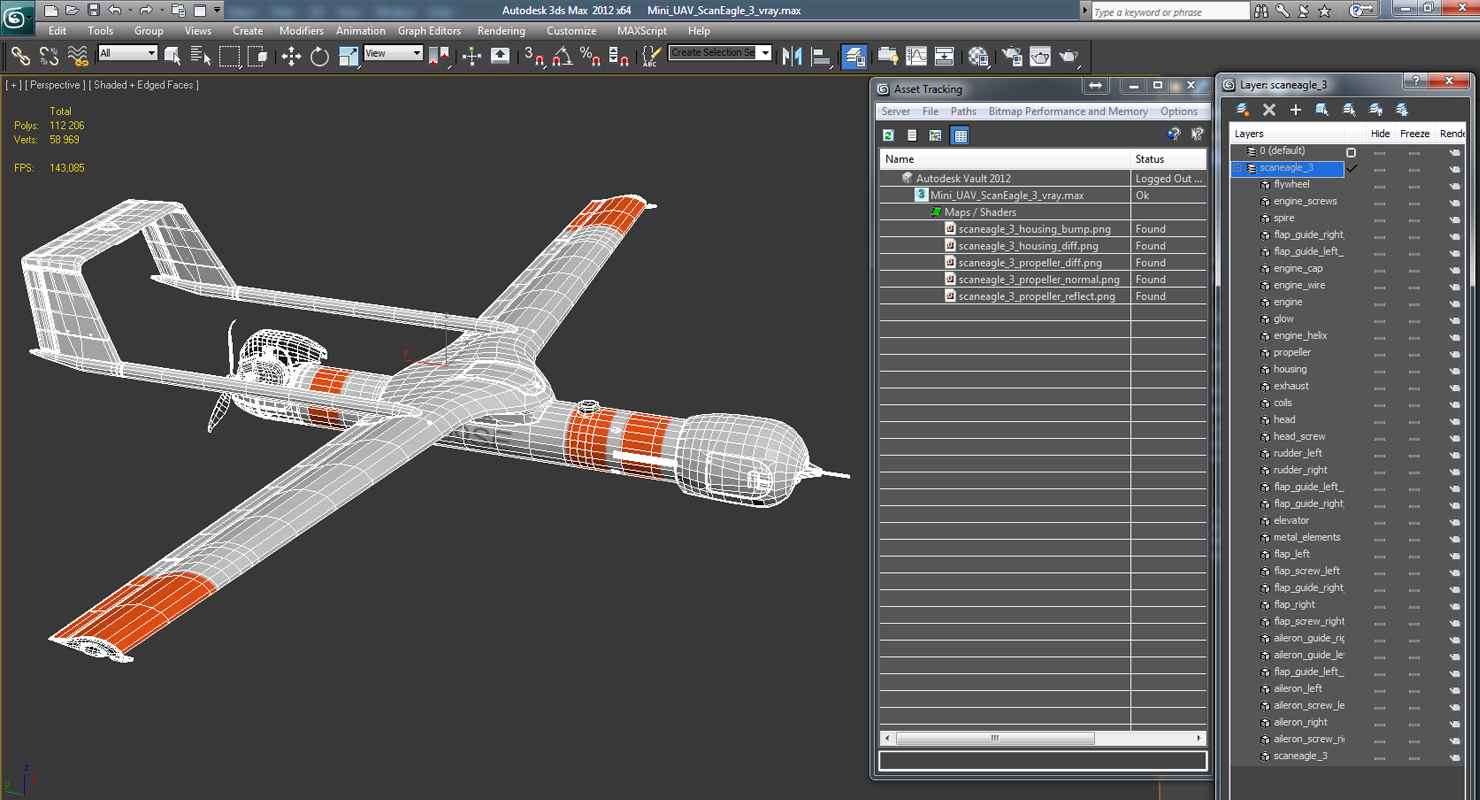 3D model Mini UAV ScanEagle 3