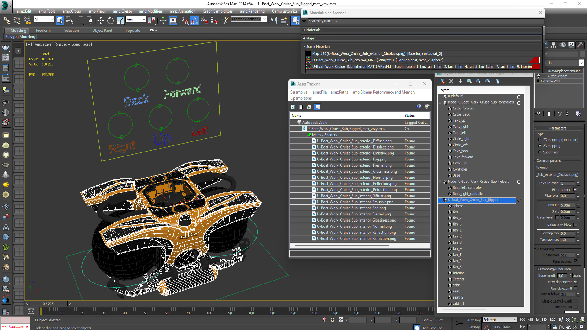 U-Boat Worx Cruise Sub Rigged 3D model