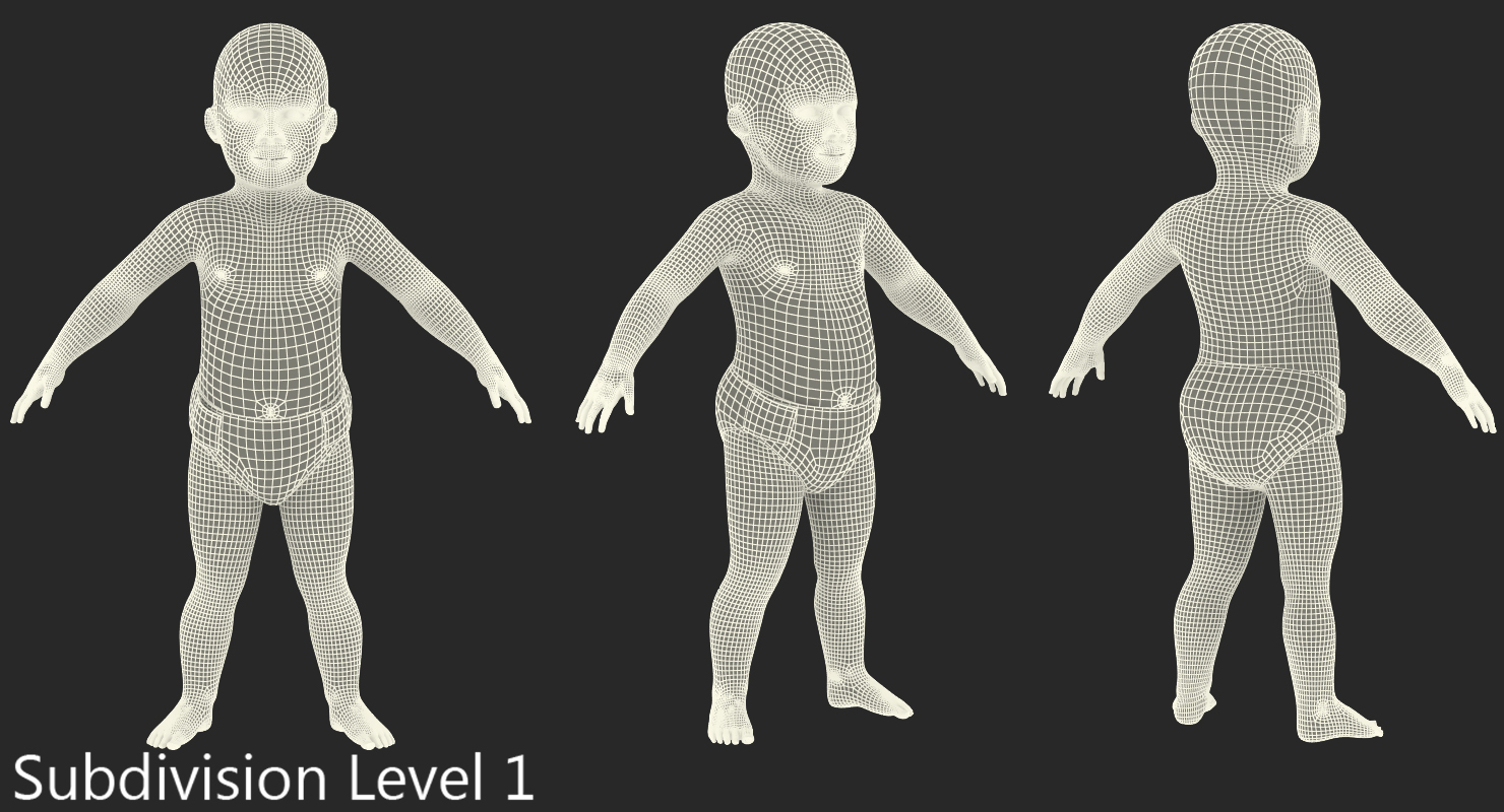3D model African American Baby with Fur