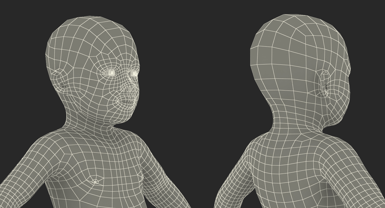 3D model African American Baby with Fur