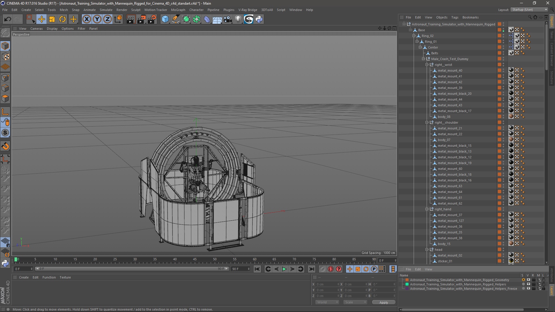 Astronaut Training Simulator with Mannequin Rigged for Cinema 4D 3D model