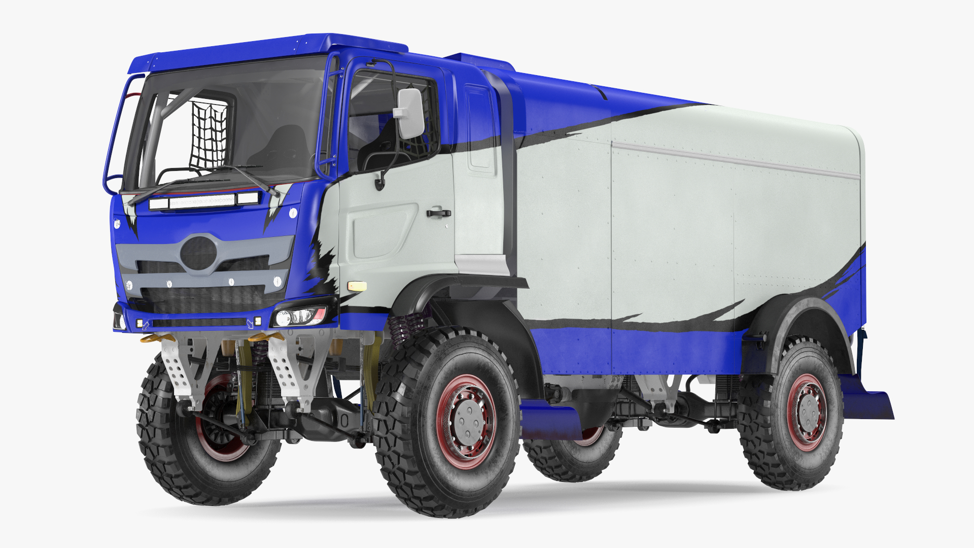 Race Truck Dakar Lights On Blue Simple Interior 3D