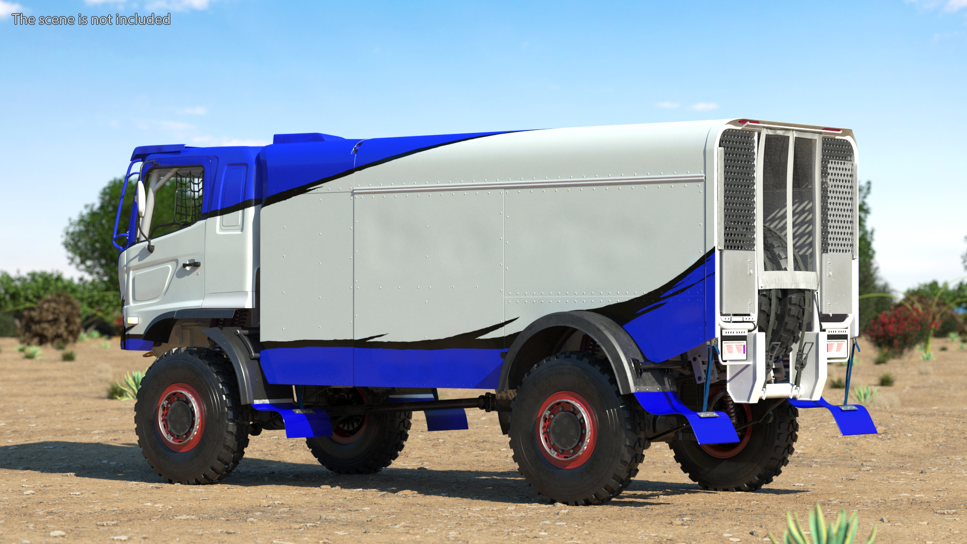Race Truck Dakar Lights On Blue Simple Interior 3D