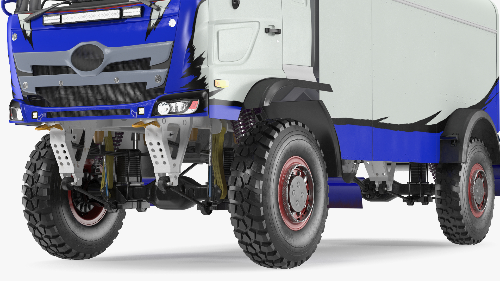 Race Truck Dakar Lights On Blue Simple Interior 3D
