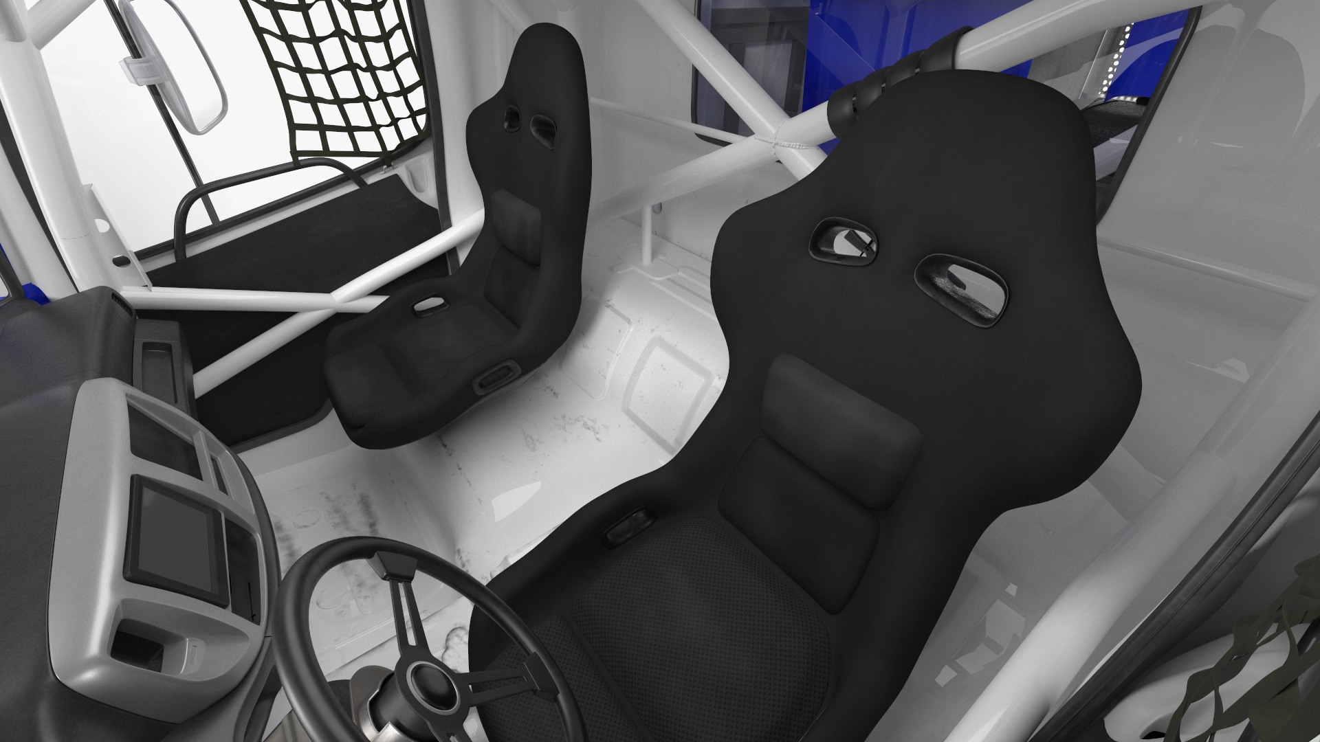 Race Truck Dakar Lights On Blue Simple Interior 3D