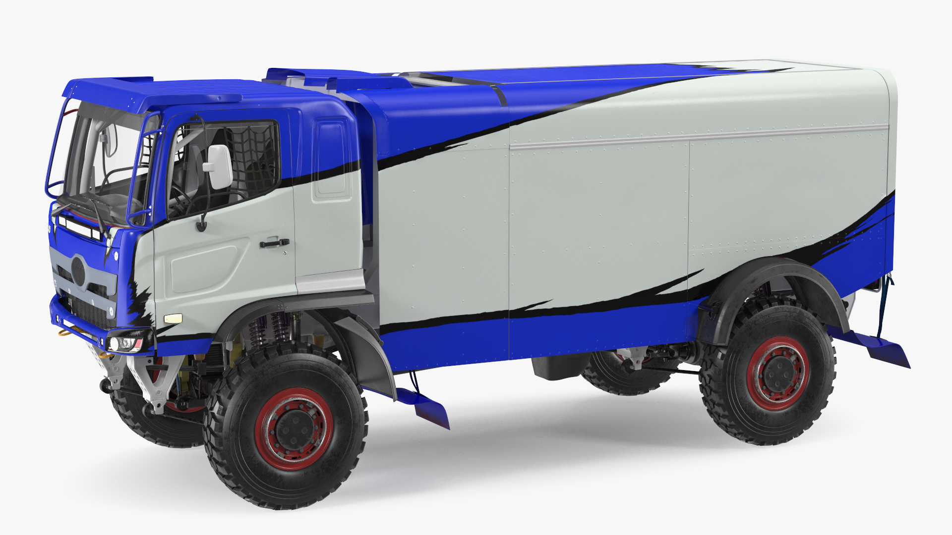 Race Truck Dakar Lights On Blue Simple Interior 3D