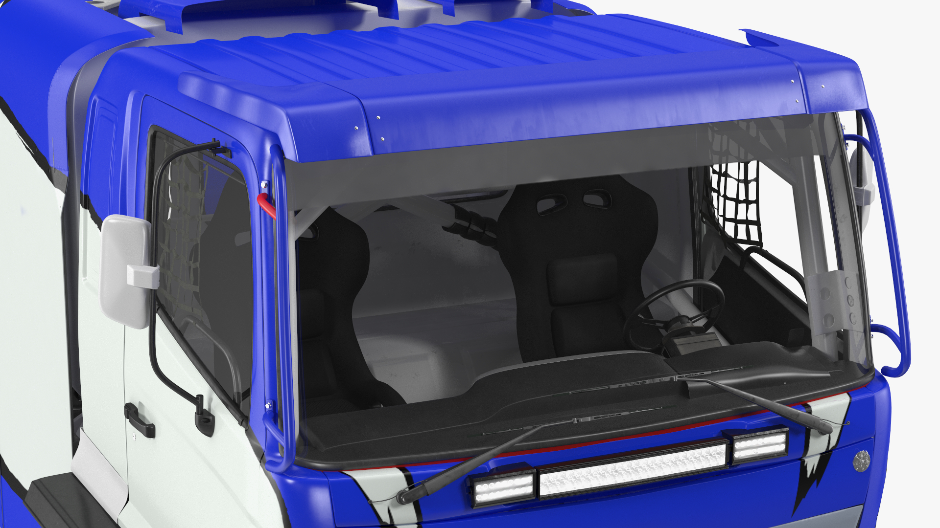 Race Truck Dakar Lights On Blue Simple Interior 3D
