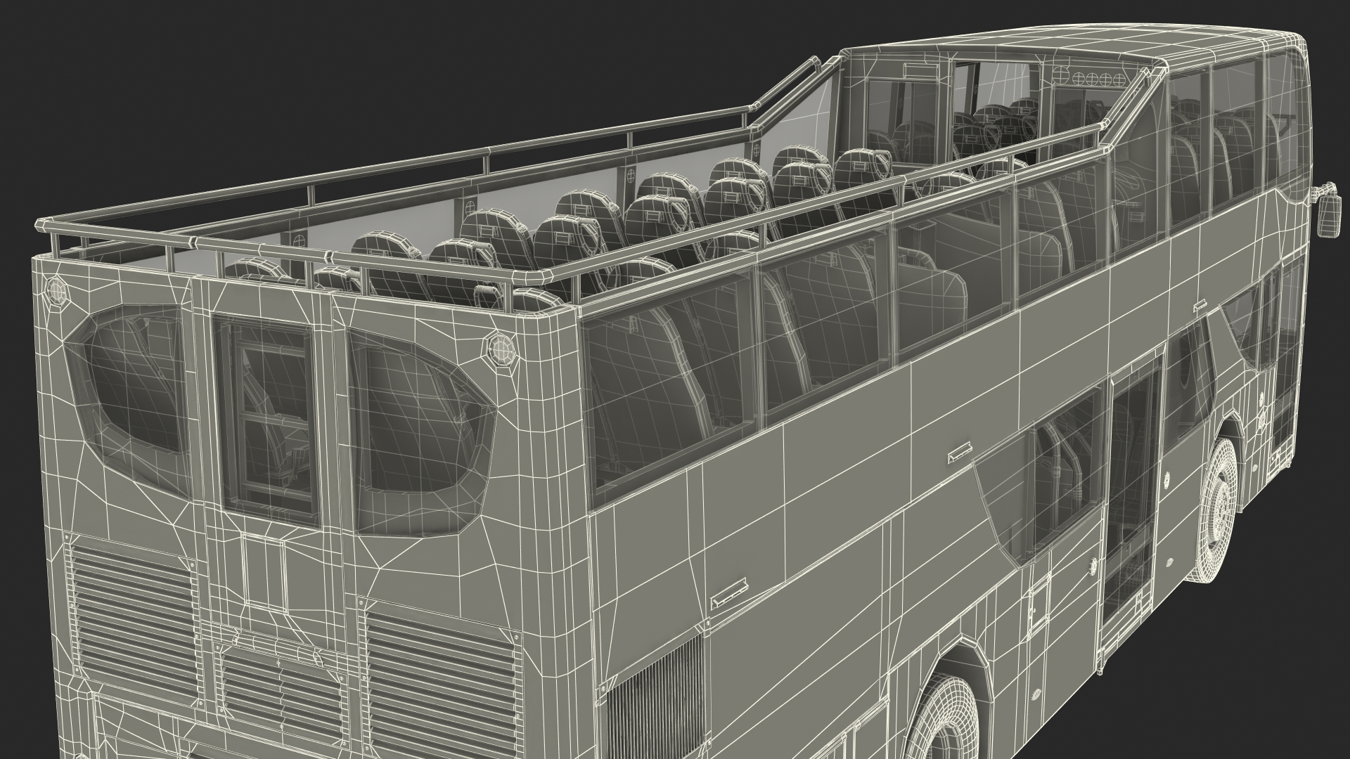3D model Sightseeing Open Air Hop On Off City Tour Bus
