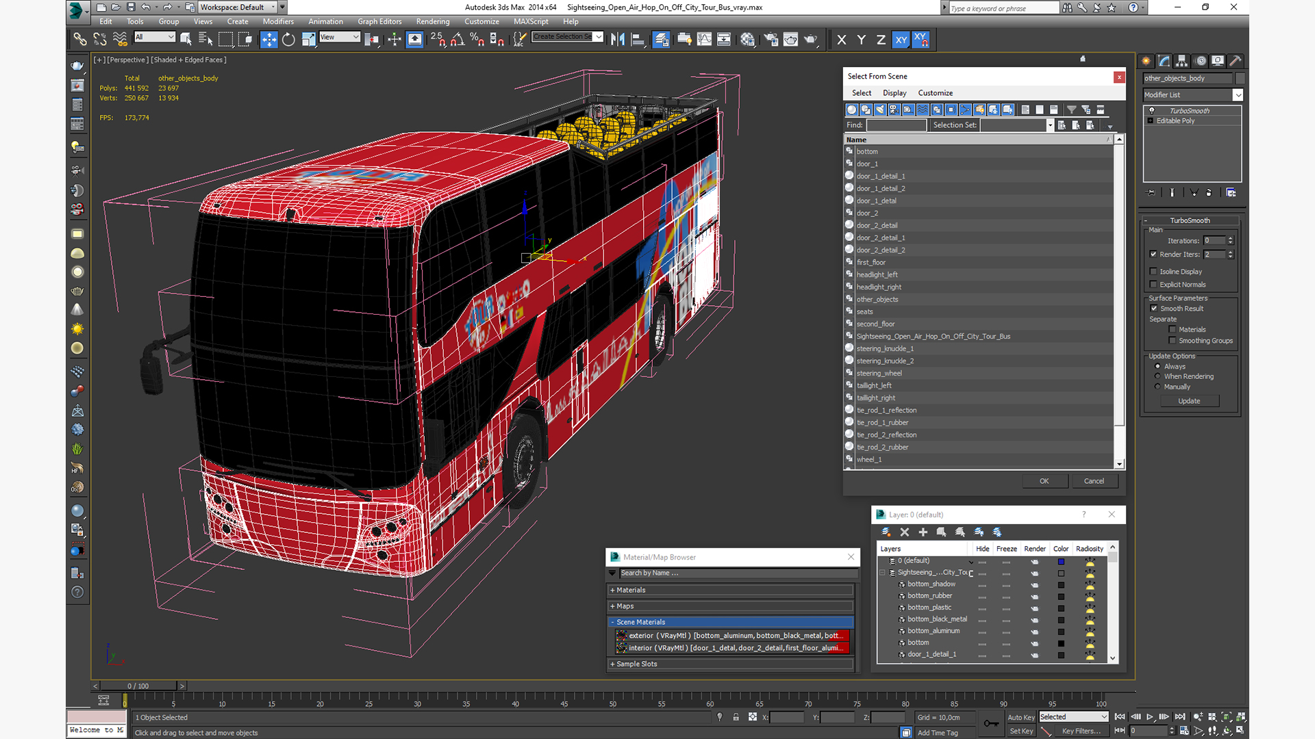 3D model Sightseeing Open Air Hop On Off City Tour Bus