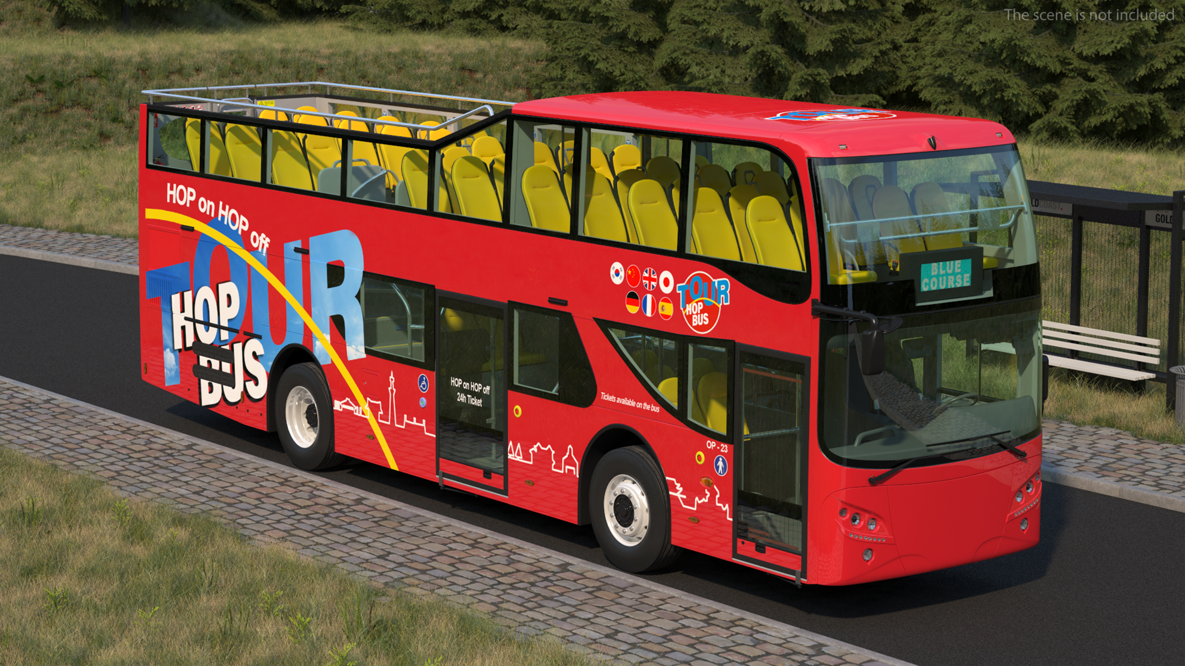 3D model Sightseeing Open Air Hop On Off City Tour Bus