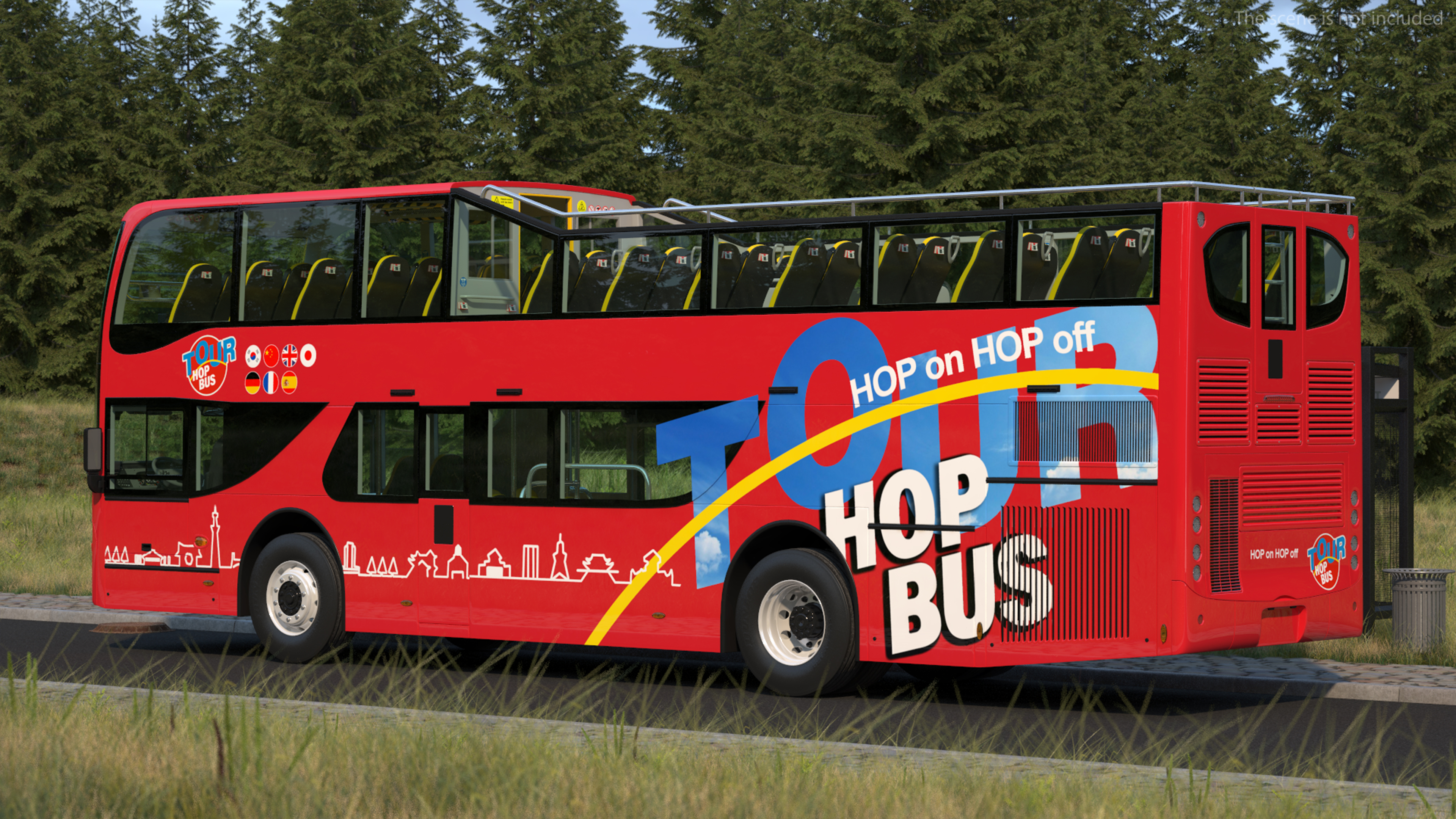 3D model Sightseeing Open Air Hop On Off City Tour Bus