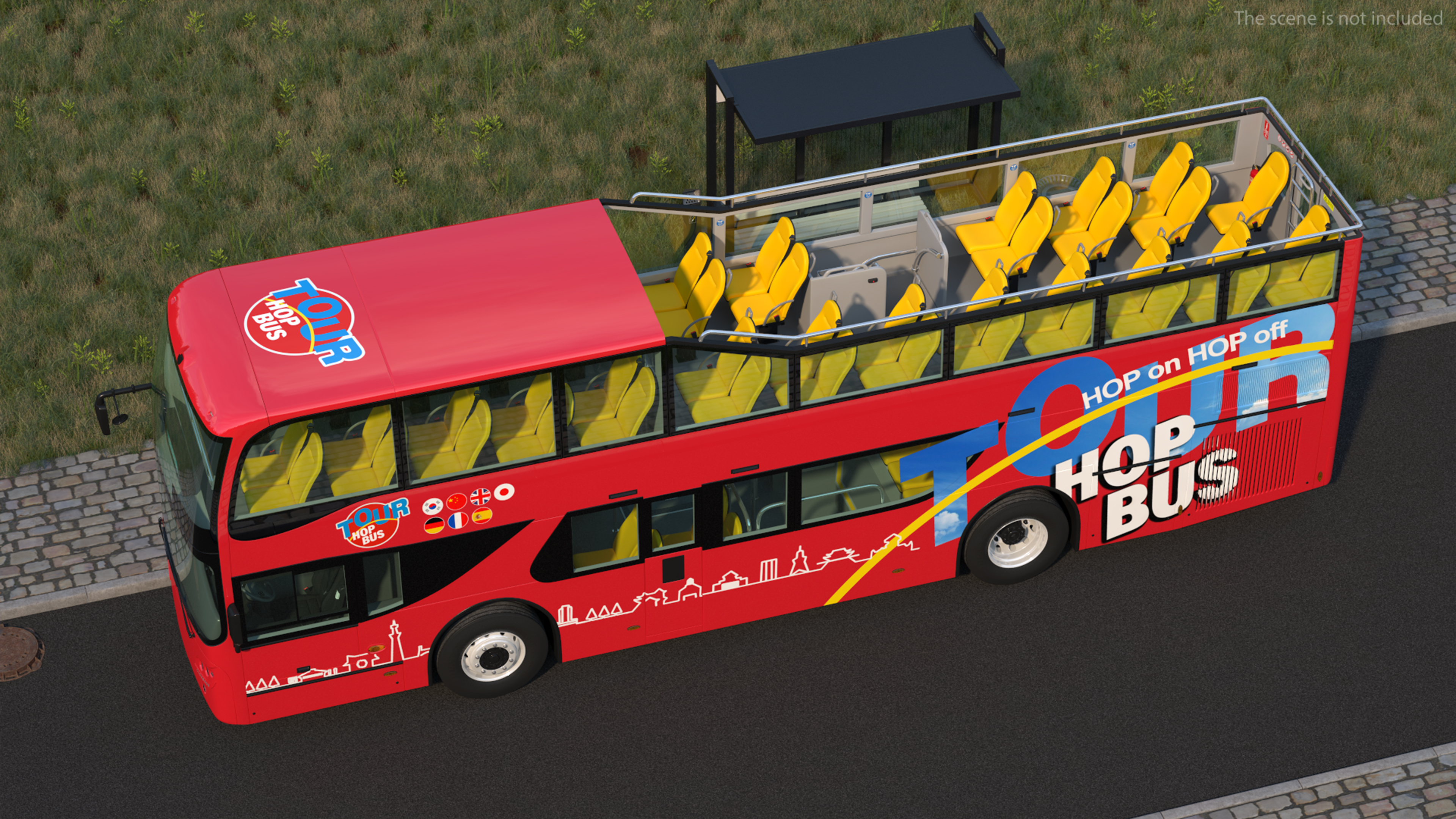 3D model Sightseeing Open Air Hop On Off City Tour Bus
