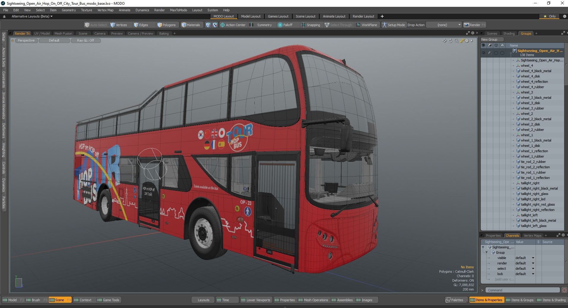 3D model Sightseeing Open Air Hop On Off City Tour Bus