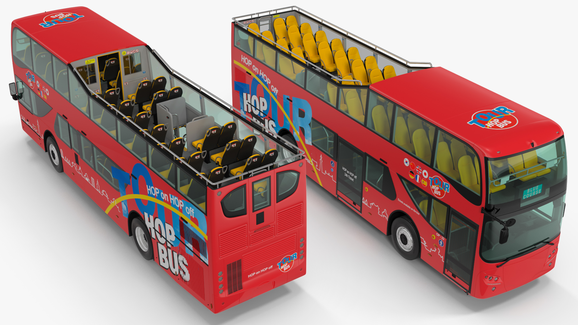 3D model Sightseeing Open Air Hop On Off City Tour Bus