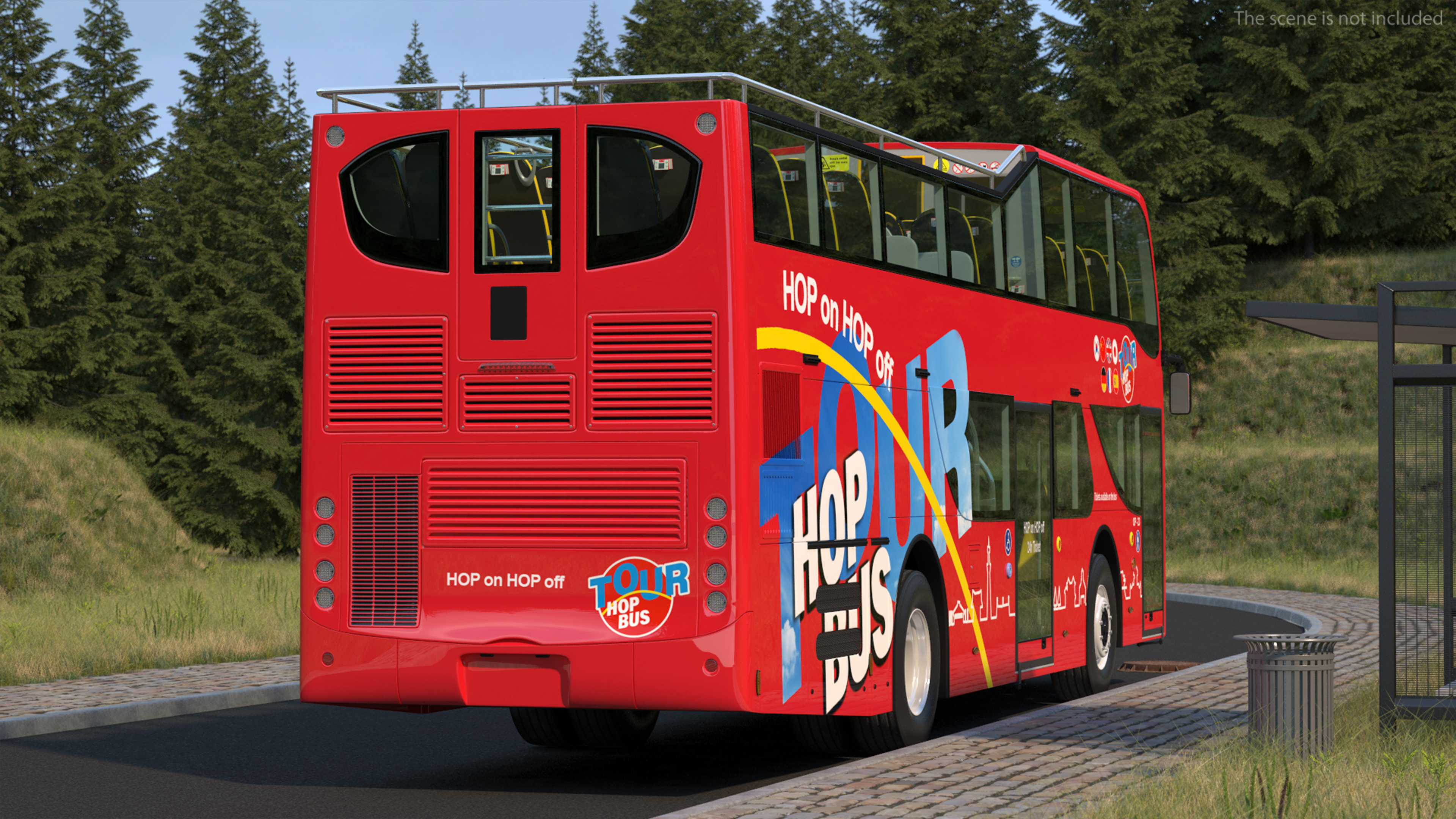 3D model Sightseeing Open Air Hop On Off City Tour Bus