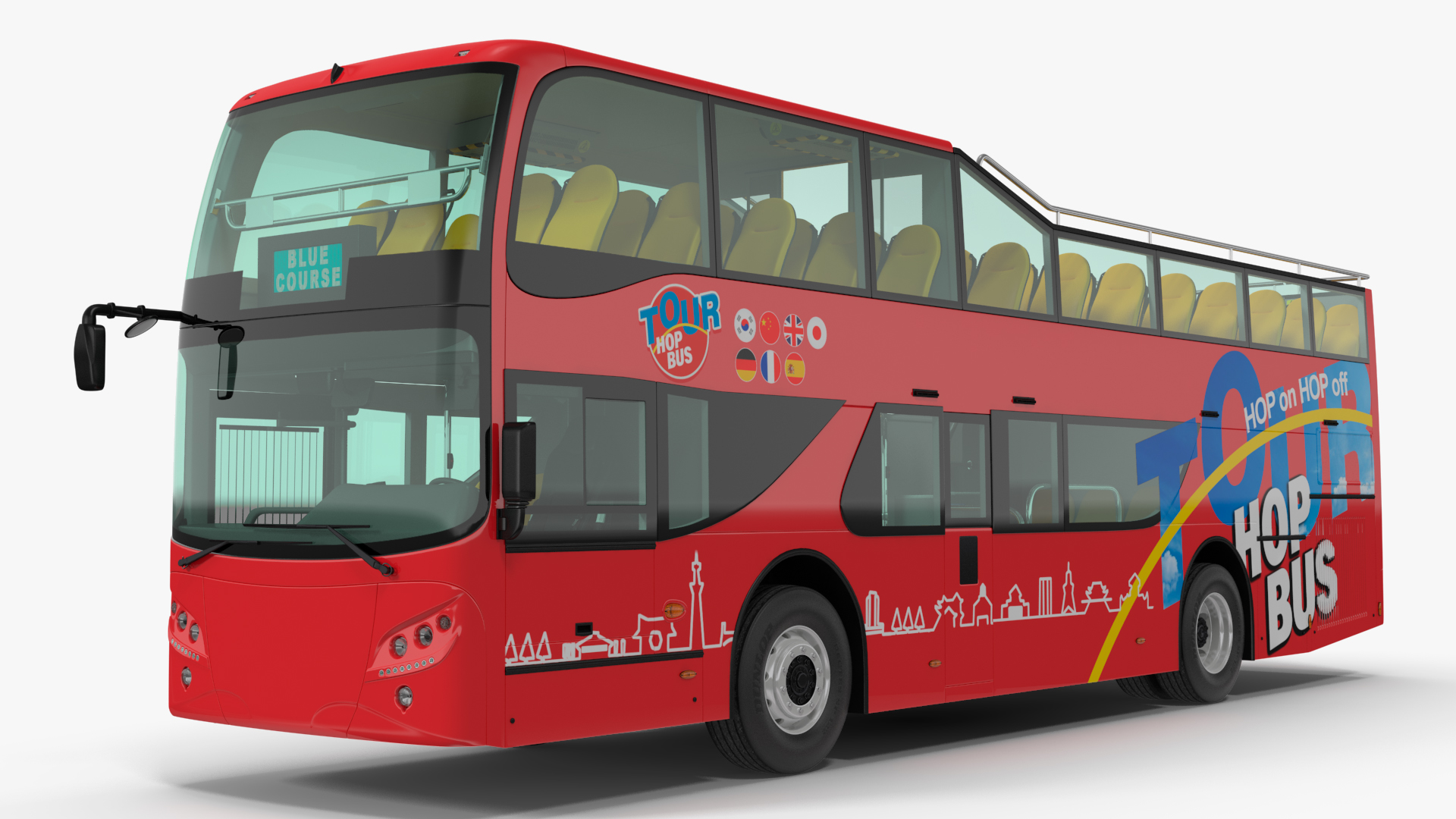3D model Sightseeing Open Air Hop On Off City Tour Bus
