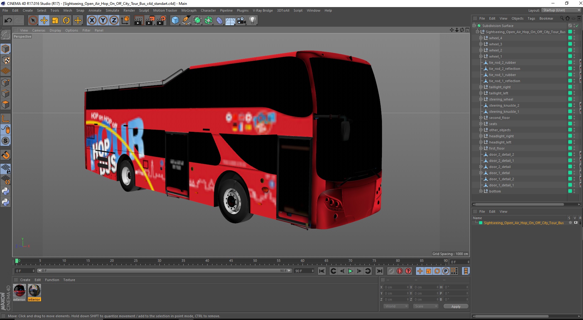 3D model Sightseeing Open Air Hop On Off City Tour Bus