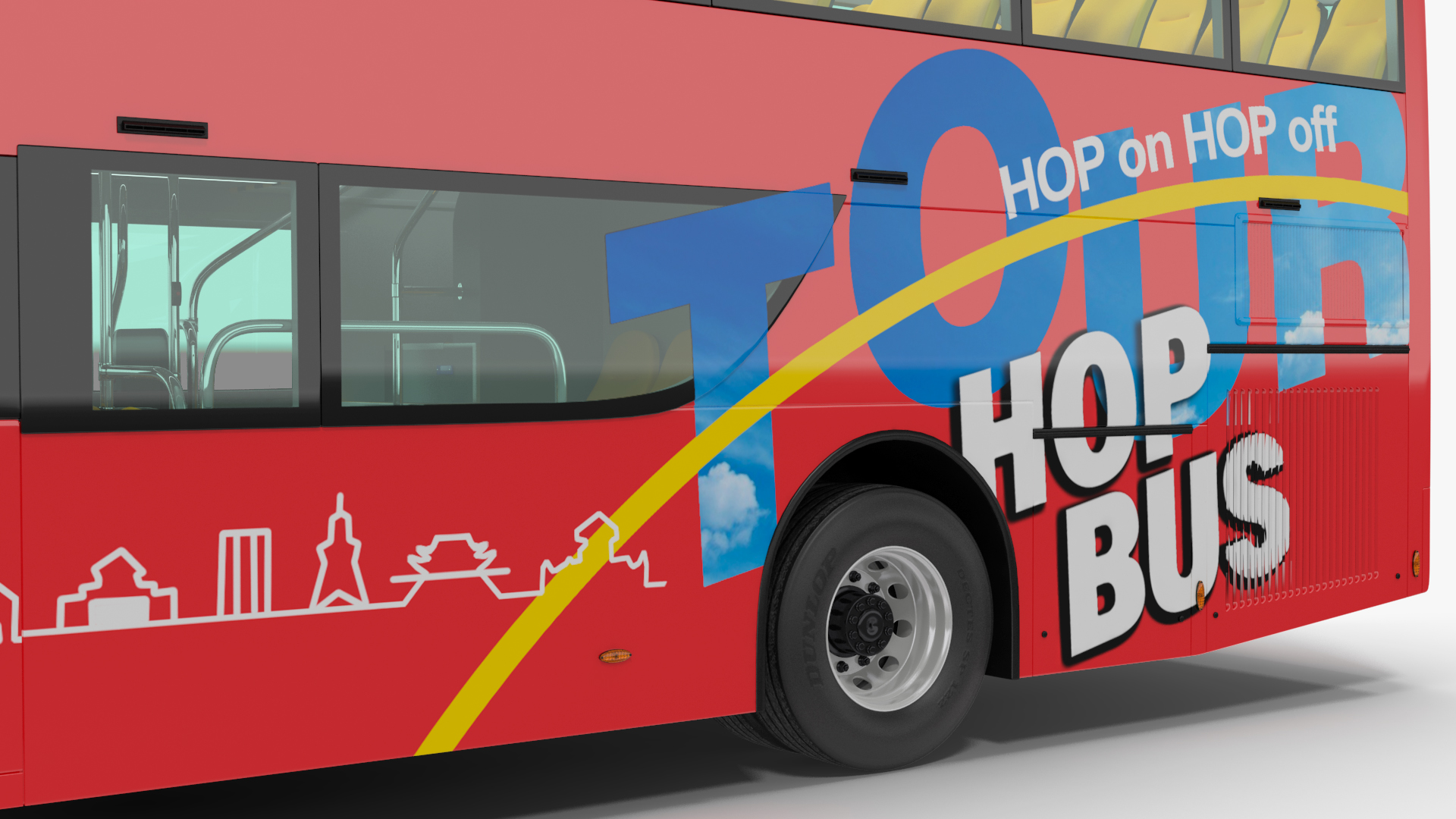 3D model Sightseeing Open Air Hop On Off City Tour Bus