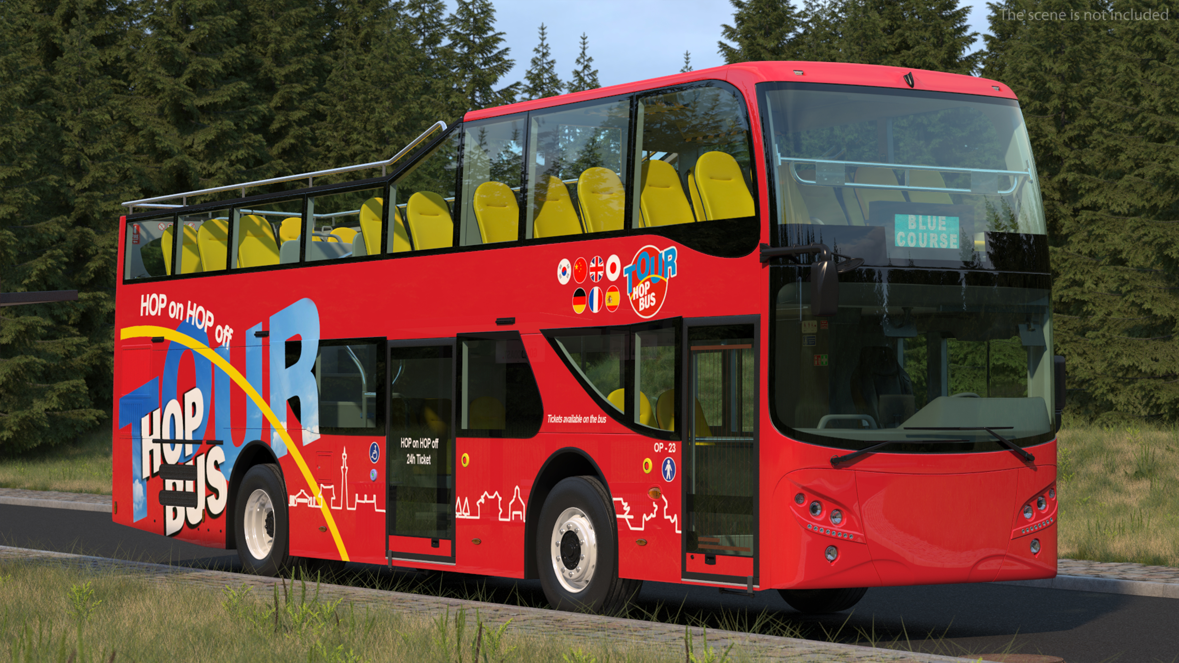 3D model Sightseeing Open Air Hop On Off City Tour Bus