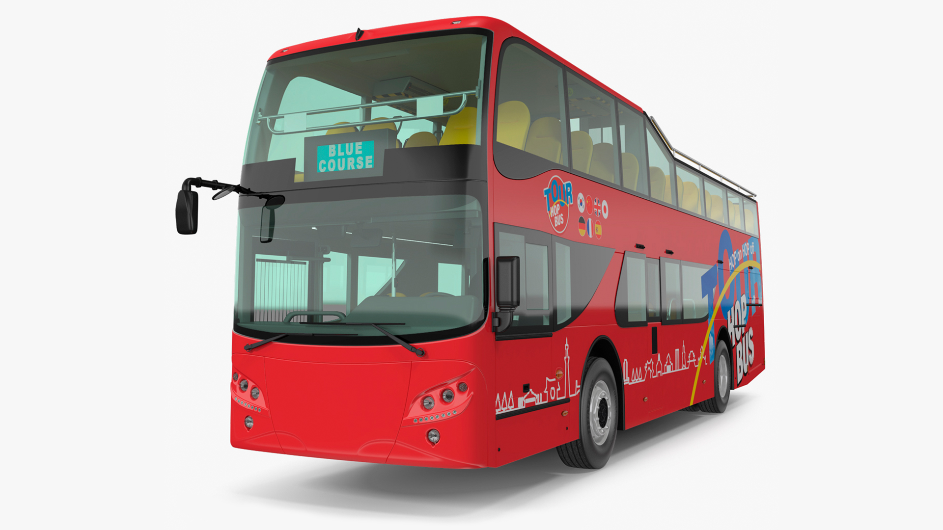 3D model Sightseeing Open Air Hop On Off City Tour Bus