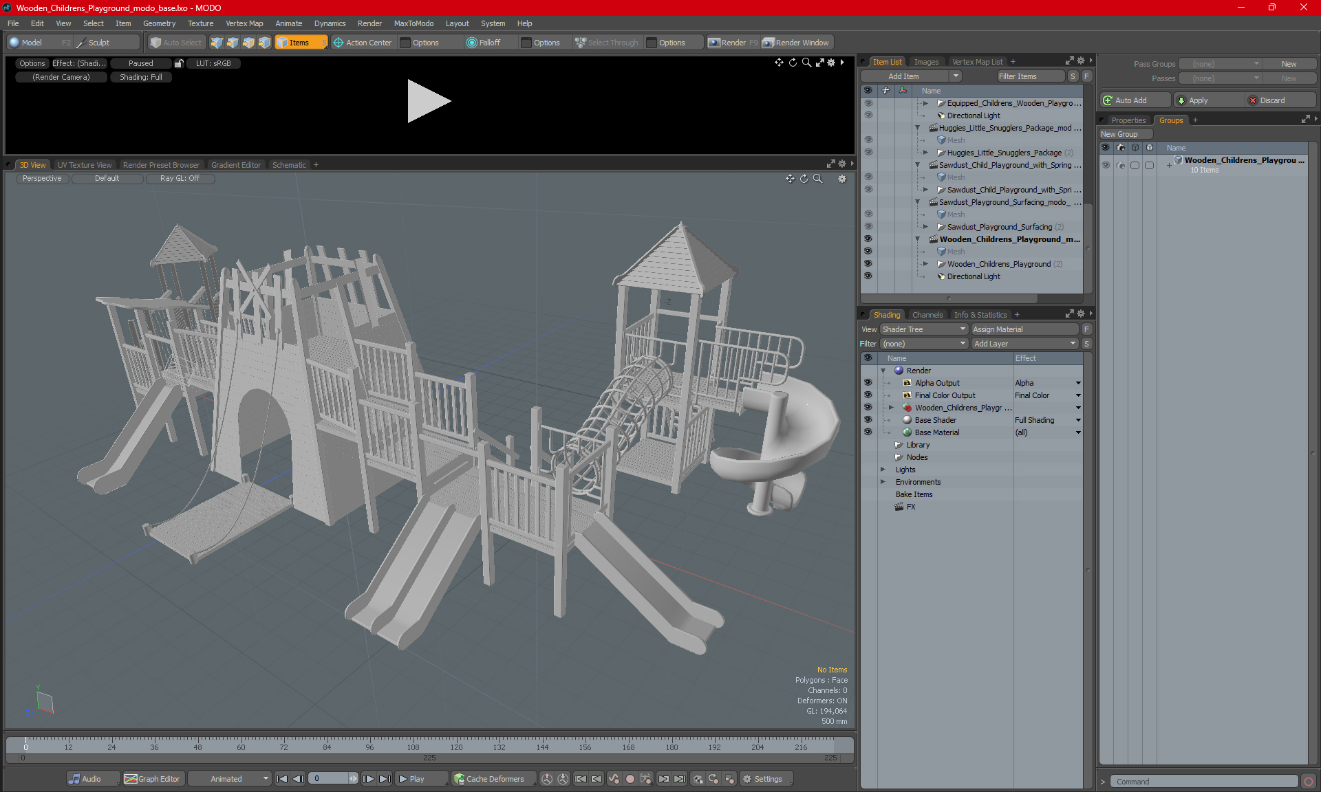 Wooden Childrens Playground 3D