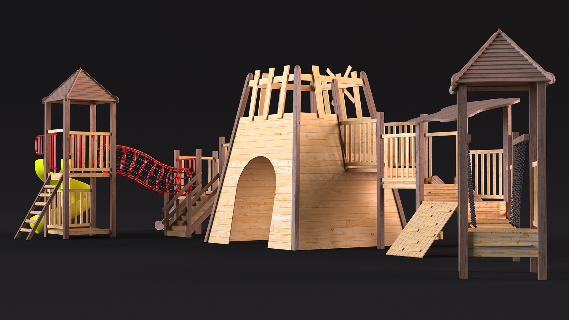 Wooden Childrens Playground 3D