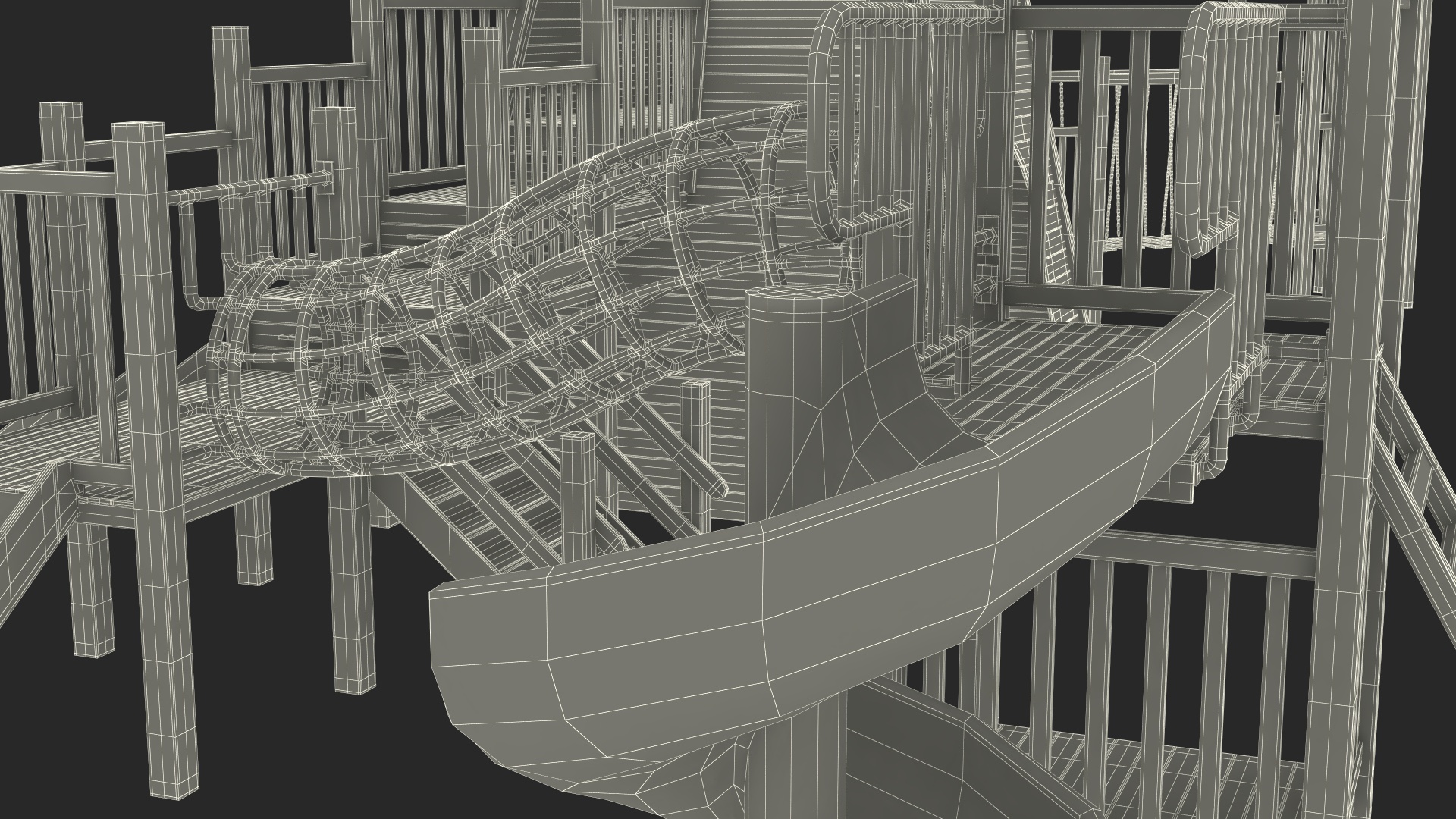 Wooden Childrens Playground 3D