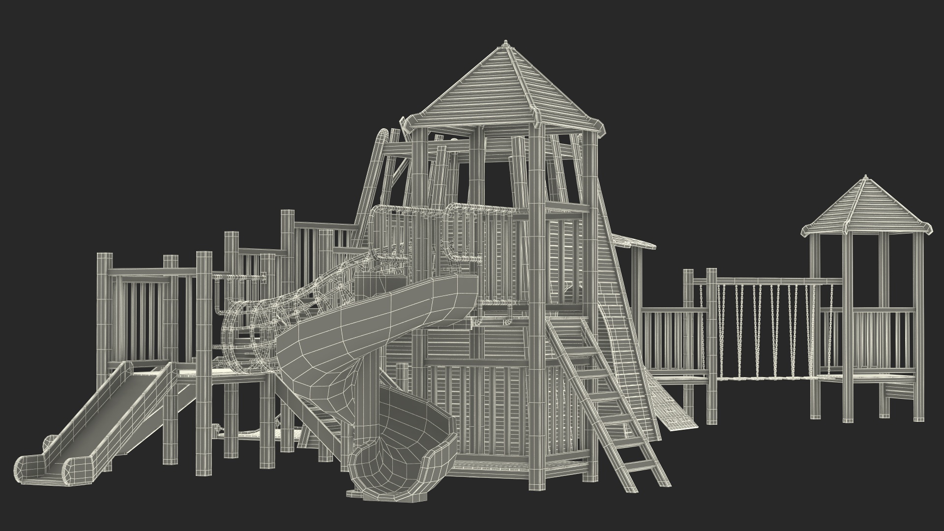 Wooden Childrens Playground 3D