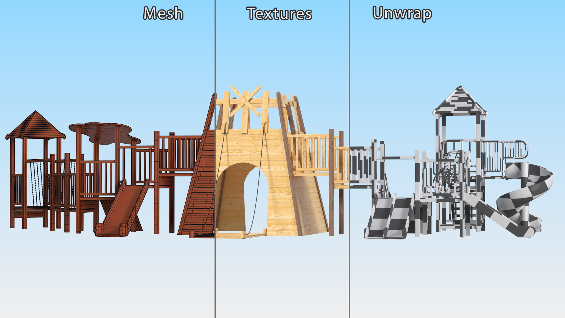 Wooden Childrens Playground 3D